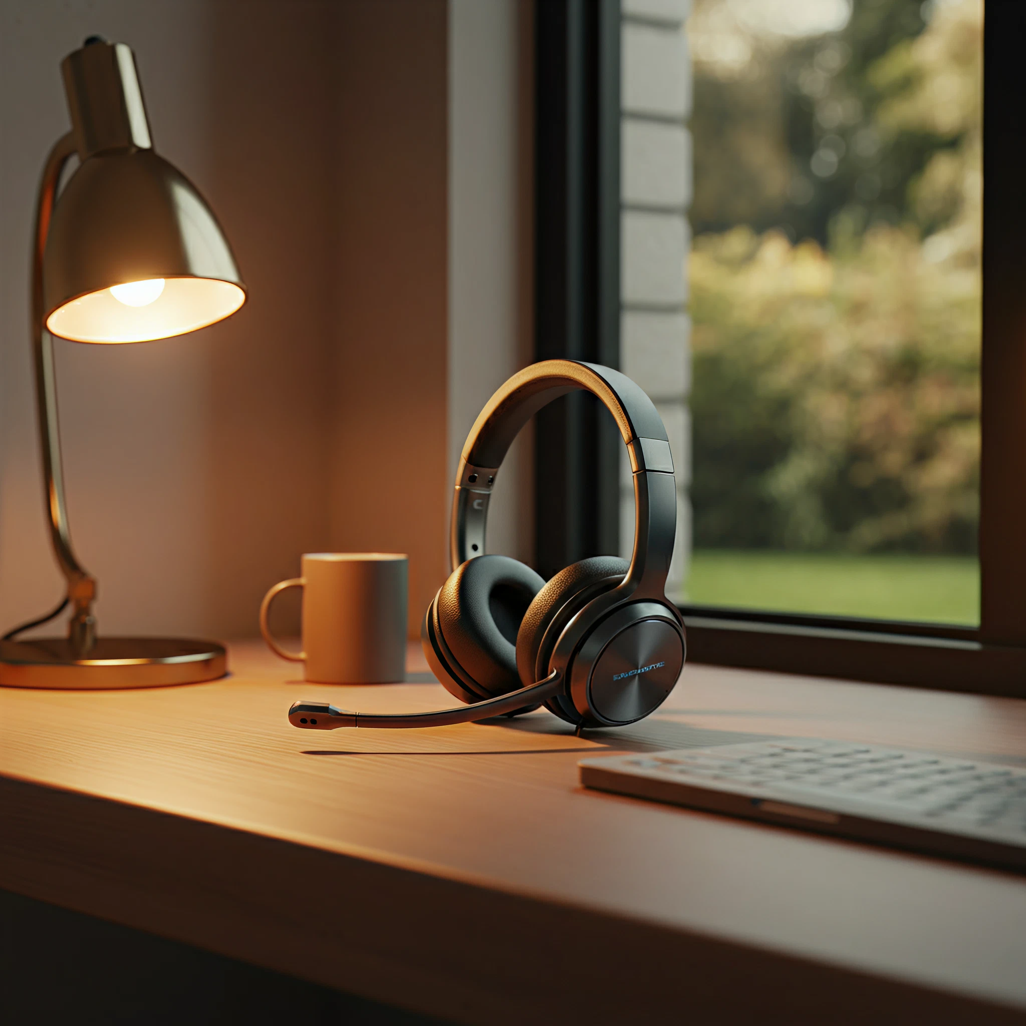 work from home headset with noise cancelling microphone