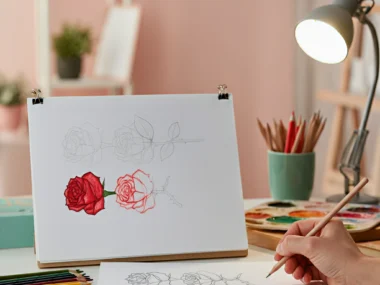 how to draw roses step by step