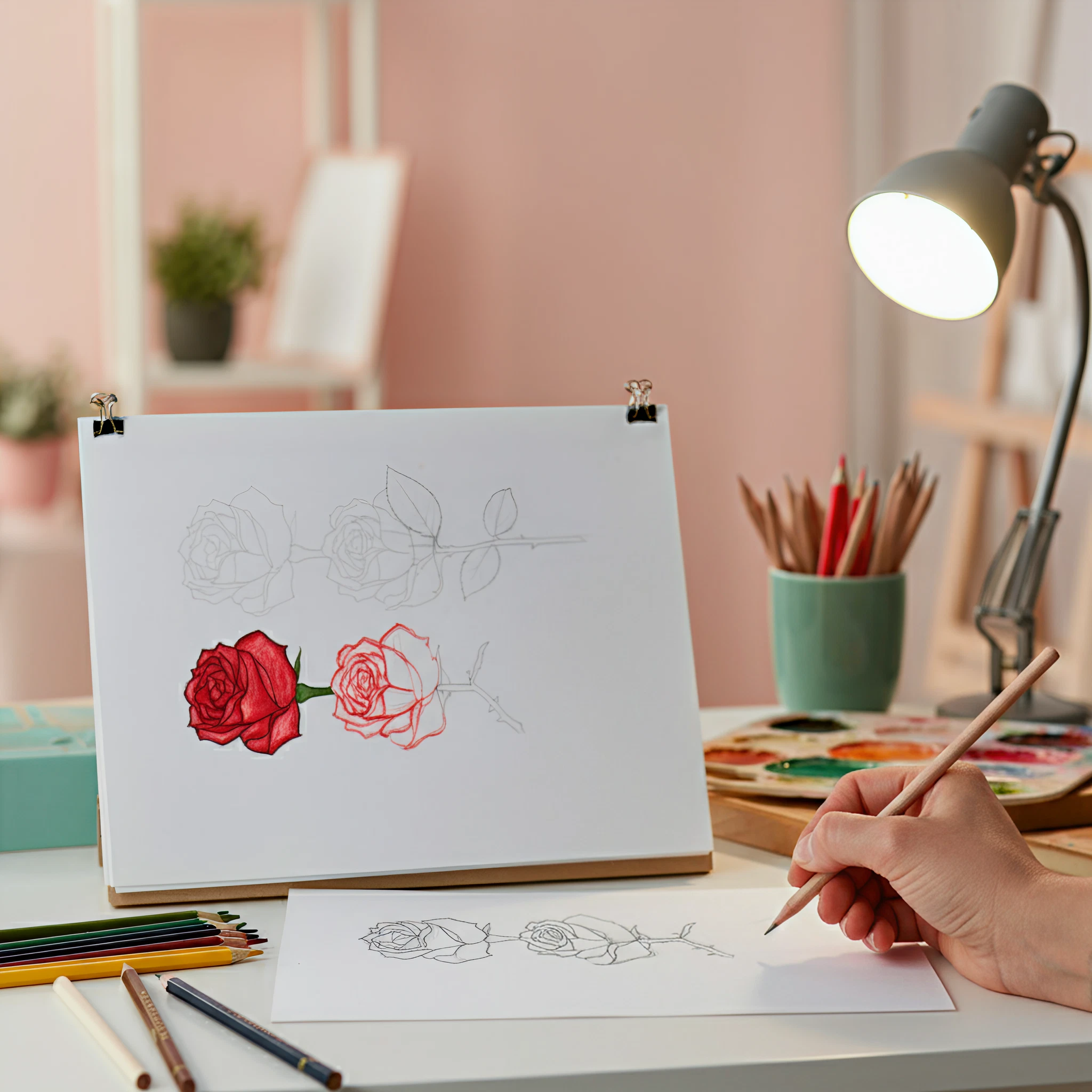 how to draw roses step by step