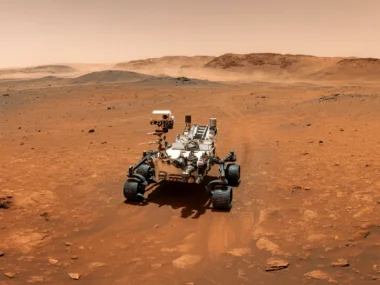 Mars Orbiter Captures First Image of Curiosity Rover