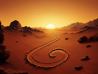 What left this long winding mark on Mars