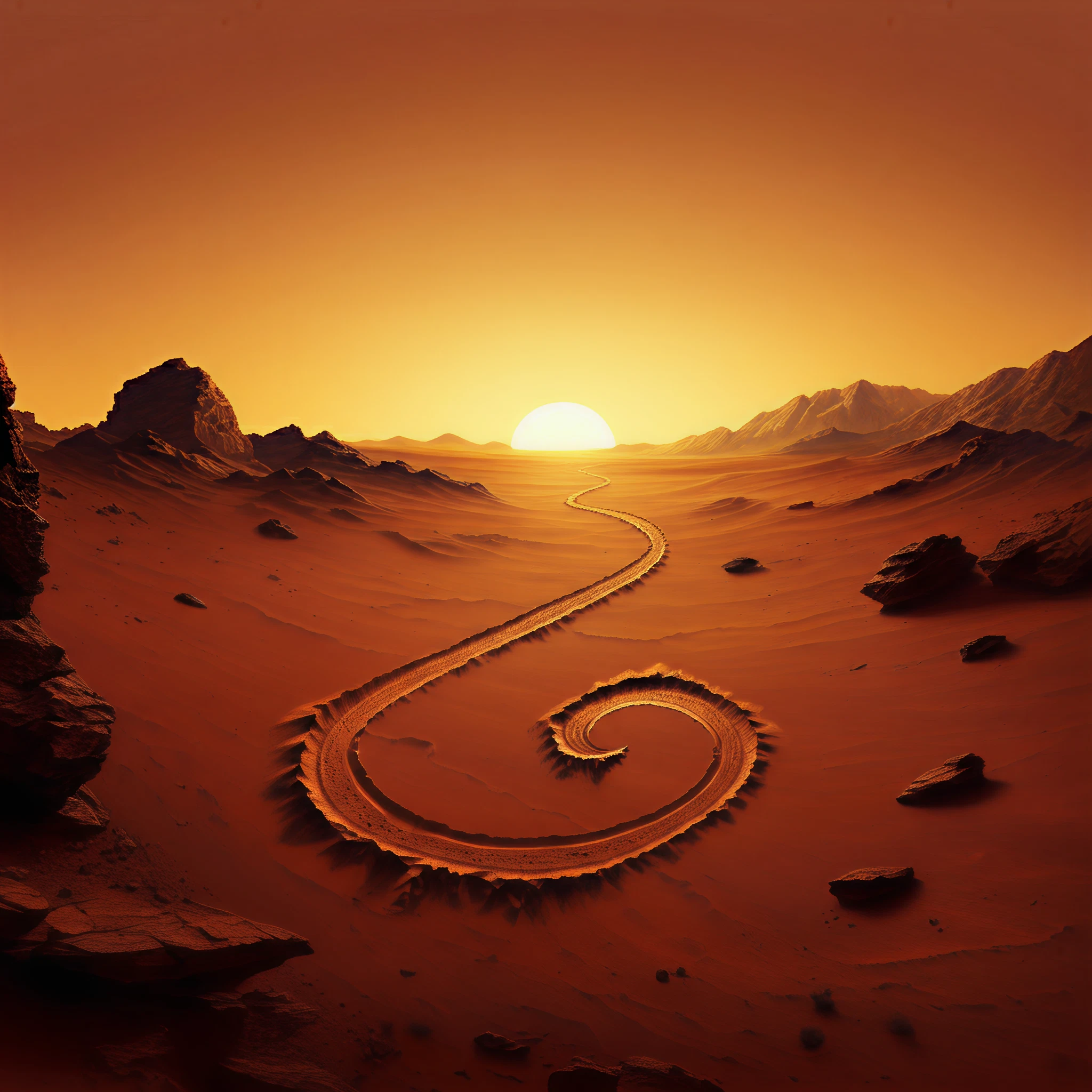 What left this long winding mark on Mars