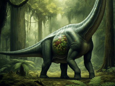 First Direct Evidence: A Giant Dinosaur with Plants in Its Stomach